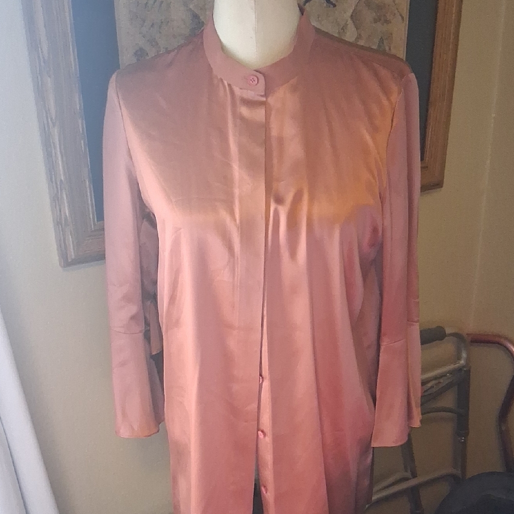 Lafayette 148 New York 100% Silk Pink Blouse